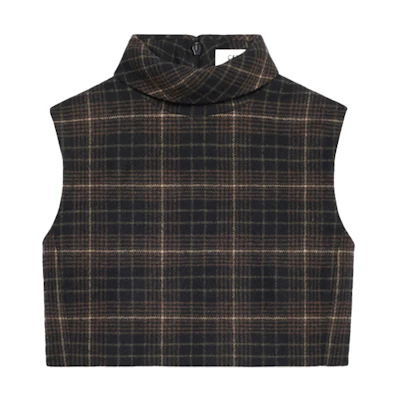 (Women) CELINE FW21 Plaid Flannel Cropped Vest Brown 2B543344P-38MD