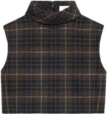 (W) CELINE 2021秋冬 チェック柄フランネルクロップドベスト ブラウン 2B543344P-38MD Order (W) CELINE 2021秋冬 チェック柄フランネルクロップドベスト ブラウン 2B543344P-38MD