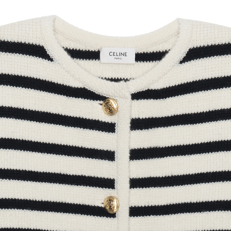 Sizing (W) CELINE FW21 Jaket Wol Garis Kancing Beige. 2A98S570P-01OB