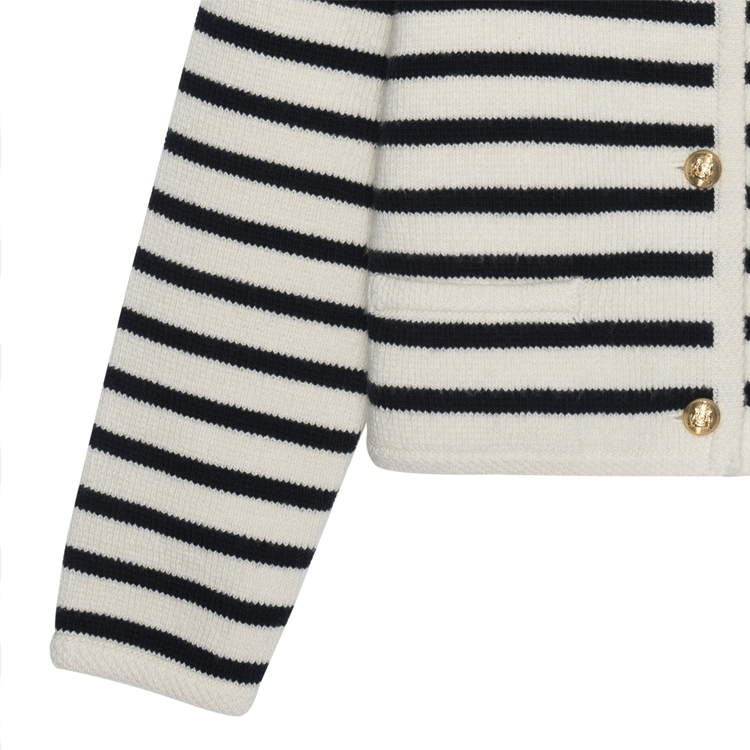 Cheap (W) CELINE FW21 Jaket Wol Garis Kancing Beige. 2A98S570P-01OB