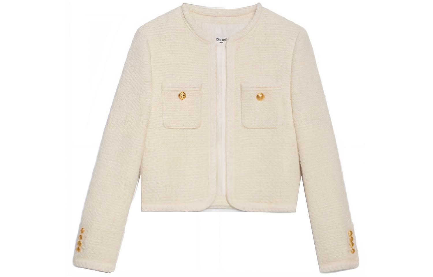 (Women) CELINE FW21 Terry Knit Double Patch Jacket Ivory White. 2V19G764L-97IV 圖 2