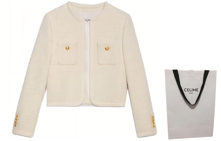 (Women) CELINE FW21 Terry Knit Double Patch Jacket Ivory White. 2V19G764L-97IV 圖 4
