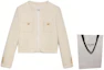 Shop (W) セリーヌ FW21 テリー ニット ダブル パッチ ジャケット アイボリー ホワイト. 2V19G764L-97IV