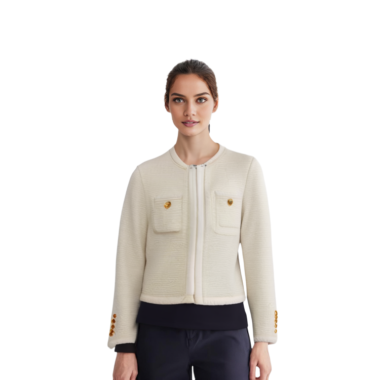 (Women) CELINE FW21 Terry Knit Double Patch Jacket Ivory White. 2V19G764L-97IV 圖 5