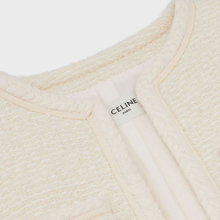 (Women) CELINE FW21 Terry Knit Double Patch Jacket Ivory White. 2V19G764L-97IV 圖 8