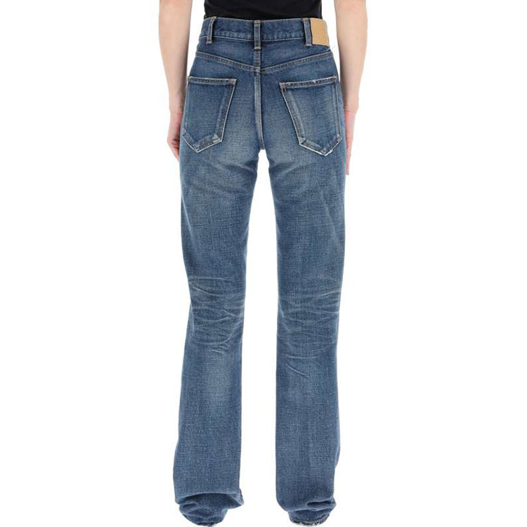 Details for (Women) CELINE FW21 Washed Denim Flared Jeans Women’s Dark Blue 2N269365M-07DU