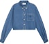 Buy (Women) CELINE FW21 Washed Denim Short Button-Up Long Sleeve Jacket Blue 2T187459N-07UO