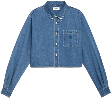 (Women) CELINE FW21 Washed Denim Short Button-Up Long Sleeve Jacket Blue 2T187459N-07UO Order (Women) CELINE FW21 Washed Denim Short Button-Up Long Sleeve Jacket Blue 2T187459N-07UO
