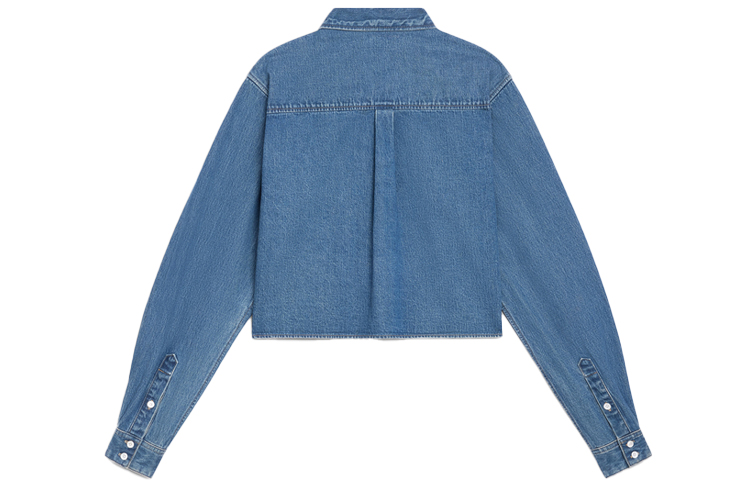 Lookbook (Women) CELINE FW21 Washed Denim Short Button-Up Long Sleeve Jacket Blue 2T187459N-07UO