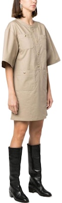 (Women) CELINE FW22 Beige Short-Sleeve Button-Up Dress with Multiple Pockets 2R29F204I-02BG Purchase (Women) CELINE FW22 Beige Short-Sleeve Button-Up Dress with Multiple Pockets 2R29F204I-02BG
