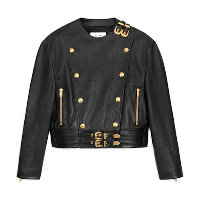 (Women) CELINE FW22 Black Button-Up Cropped Casual Long-Sleeve Jacket. 2ED73305Q-38NO