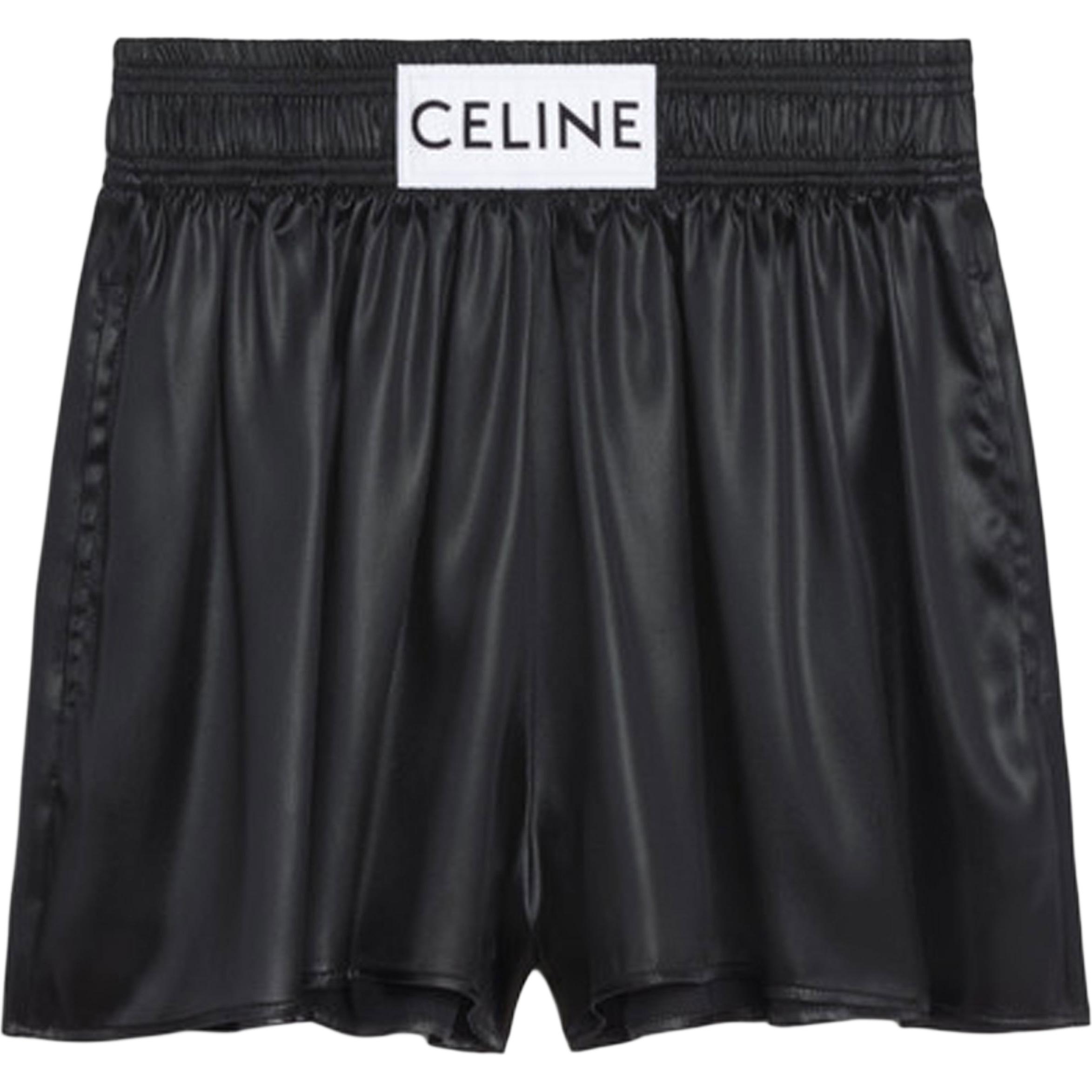 (Women) CELINE FW22  Black Satin Loose Fit Casual Shorts. 2P677199Q-38NO