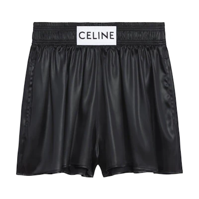 (Women) CELINE FW22 Black Satin Loose Fit Casual Shorts. 2P677199Q-38NO