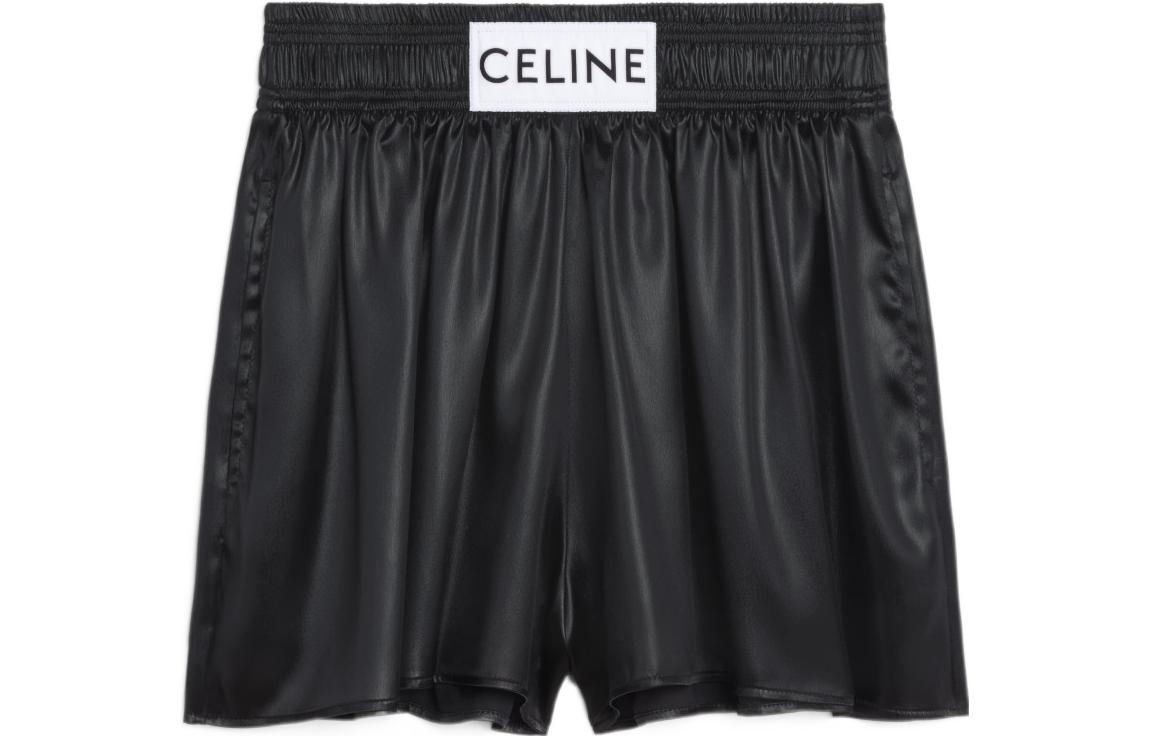 Order (W) CELINE 2022秋冬 黑色缎面宽松休闲短裤. 2P677199Q-38NO