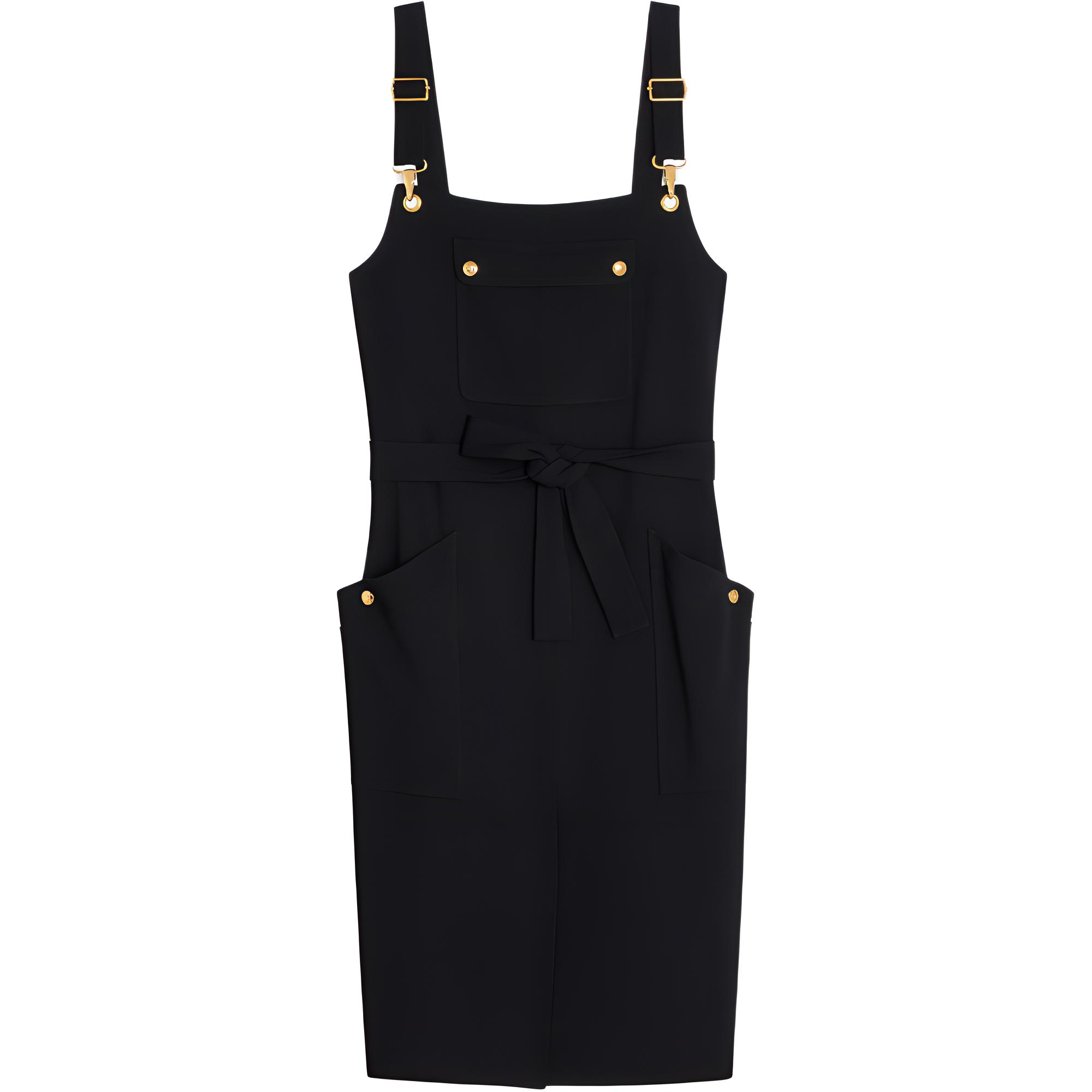 (Women) CELINE FW22  Black Sleeveless Square-Neck Slim-Fit Dress 2R68G865C-38NO