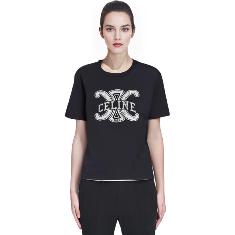 (Women) CELINE FW22  Black Triomphe Logo Print Short Sleeve T-Shirt. 2X56B671Q-38AW 圖 3