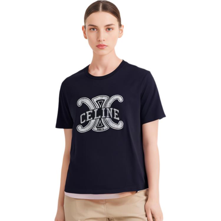 (Women) CELINE FW22  Black Triomphe Logo Print Short Sleeve T-Shirt. 2X56B671Q-38AW 圖 4