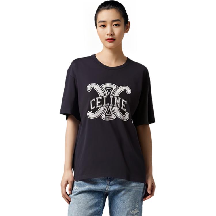 (Women) CELINE FW22  Black Triomphe Logo Print Short Sleeve T-Shirt. 2X56B671Q-38AW 圖 6