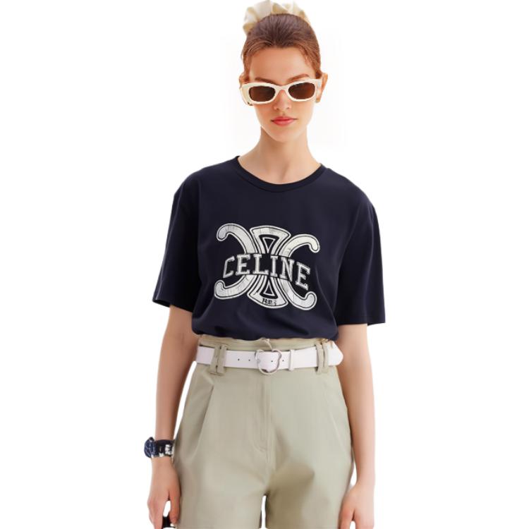 (Women) CELINE FW22  Black Triomphe Logo Print Short Sleeve T-Shirt. 2X56B671Q-38AW 圖 7