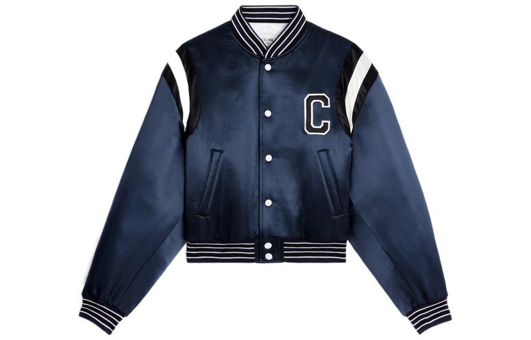 (Women) CELINE FW22  Blue Baseball Jacket with Letter C Patch. 2W803532T-07MR