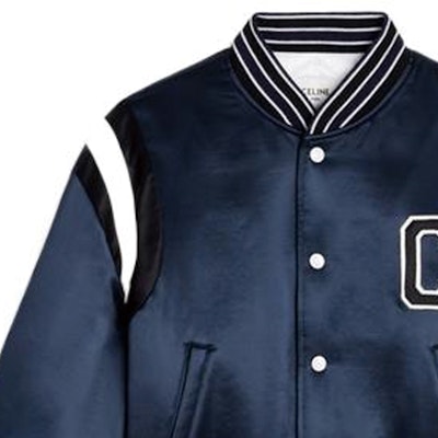(W) CELINE FW22 藍色字母C補丁棒球外套. 2W803532T-07MR Details for (W) CELINE FW22 藍色字母C補丁棒球外套. 2W803532T-07MR