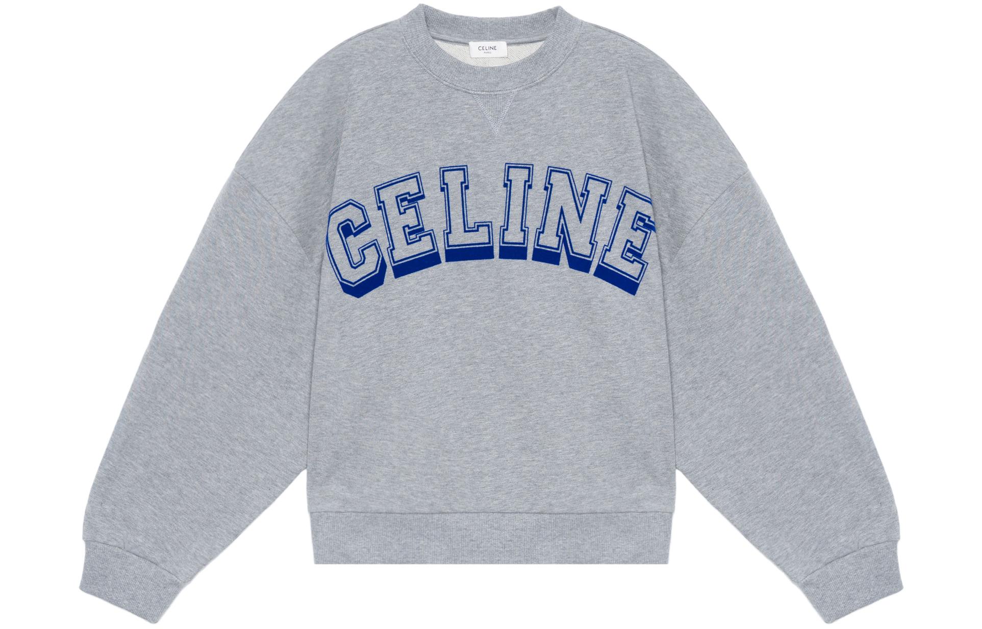 Order (Women) CELINE FW22  Blue Crewneck Pullover Sweatshirt with Logo Print. 2Y57A670Q-08CU