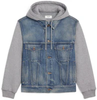 (Women) CELINE FW22 Blue Hooded Button-Up Patchwork Casual Jacket. 2Q477930F-07UW (Women) CELINE FW22 Blue Hooded Button-Up Patchwork Casual Jacket. 2Q477930F-07UW