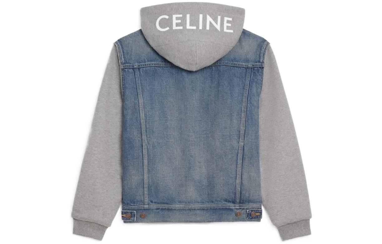 (Women) CELINE FW22  Blue Hooded Button-Up Patchwork Casual Jacket. 2Q477930F-07UW 圖 3