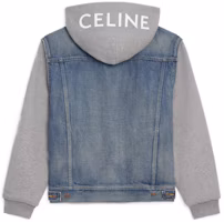 Lookbook (W) CELINE FW22 藍色連帽拼接休閒外套。 2Q477930F-07UW