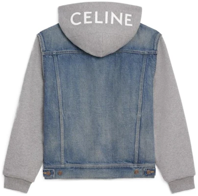 (W) CELINE FW22 Jaket Kasual Patchwork Biru Hoodie Kancing. 2Q477930F-07UW Lookbook (W) CELINE FW22 Jaket Kasual Patchwork Biru Hoodie Kancing. 2Q477930F-07UW