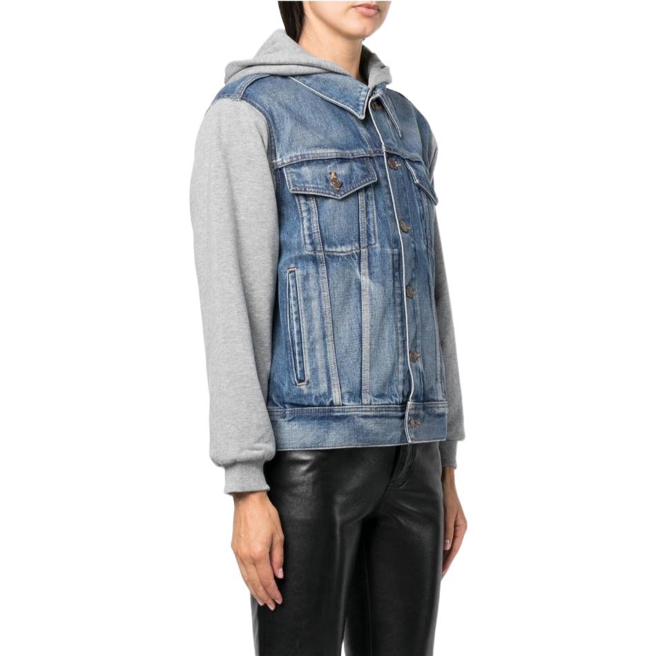 (Women) CELINE FW22  Blue Hooded Button-Up Patchwork Casual Jacket. 2Q477930F-07UW 圖 4