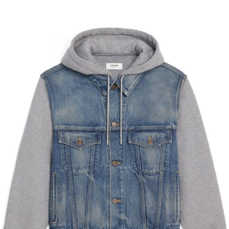 (Women) CELINE FW22  Blue Hooded Button-Up Patchwork Casual Jacket. 2Q477930F-07UW 圖 5