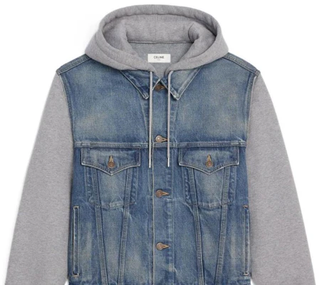 (W) CELINE FW22 Jaket Kasual Patchwork Biru Hoodie Kancing. 2Q477930F-07UW Purchase (W) CELINE FW22 Jaket Kasual Patchwork Biru Hoodie Kancing. 2Q477930F-07UW