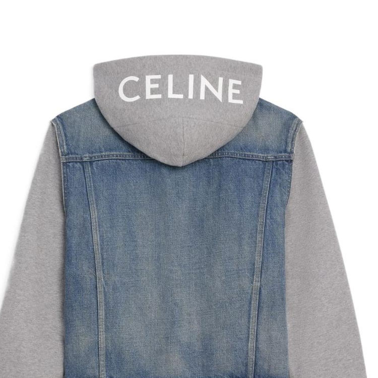 (Women) CELINE FW22  Blue Hooded Button-Up Patchwork Casual Jacket. 2Q477930F-07UW 圖 7