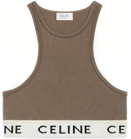 (Women) CELINE FW22 Brown Logo Strap Sleeveless Crop Top 2A76X372N-15KR (Women) CELINE FW22 Brown Logo Strap Sleeveless Crop Top 2A76X372N-15KR