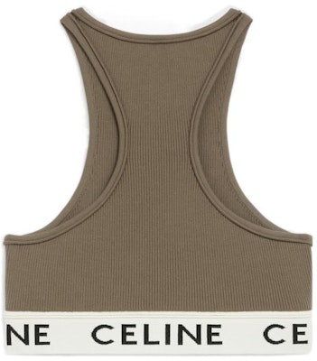 (W) CELINE FW22 Top Corto sin Mangas Marrón con Correa Logo. 2A76X372N-15KR Lookbook (W) CELINE FW22 Top Corto sin Mangas Marrón con Correa Logo. 2A76X372N-15KR