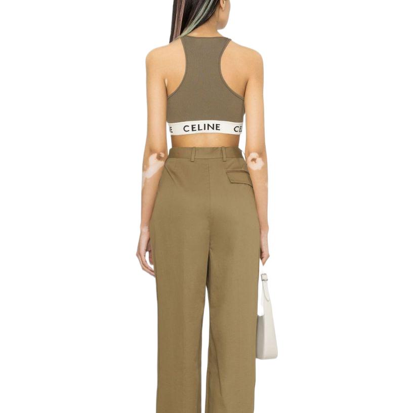 Purchase (W) CELINE FW22 Top Corto sin Mangas Marrón con Correa Logo. 2A76X372N-15KR