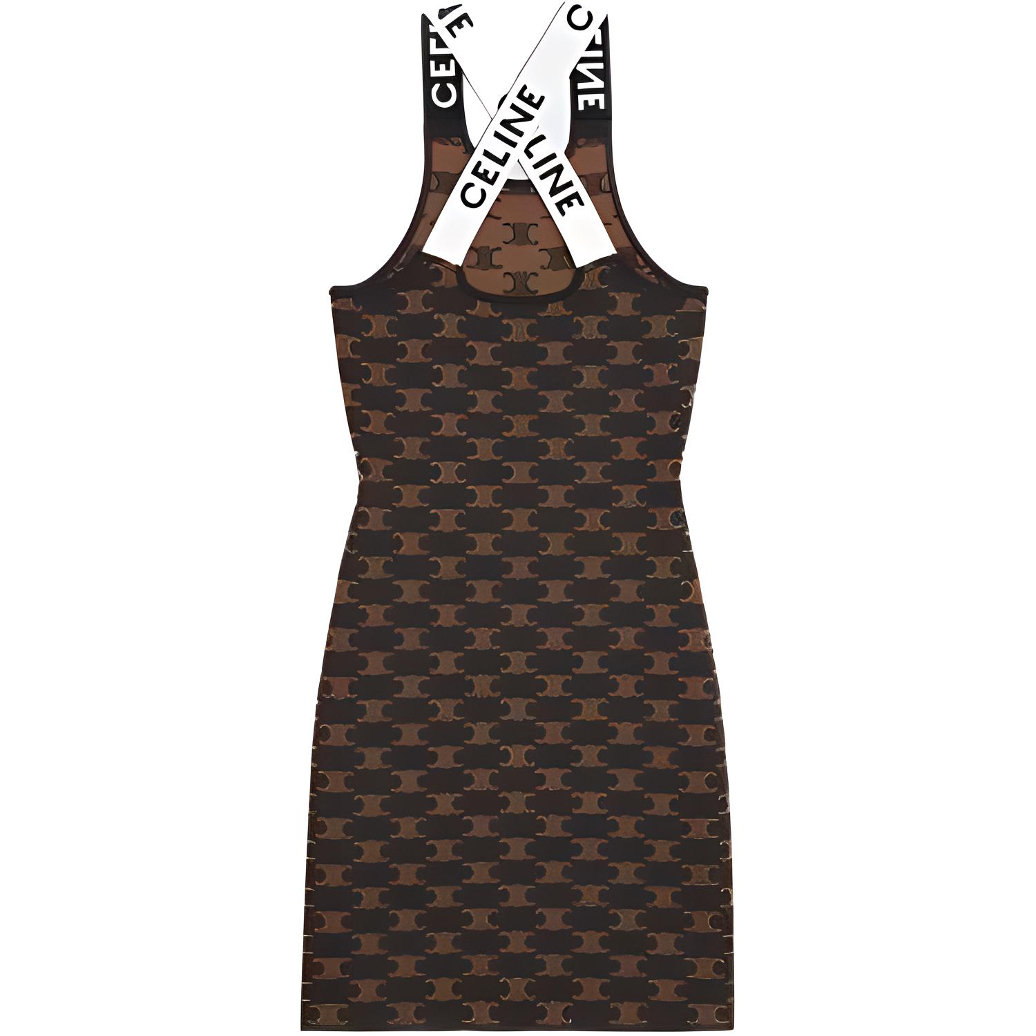 (Women) CELINE FW22  Brown Monogram Sleeveless Dress. 2AG05916T-19BR