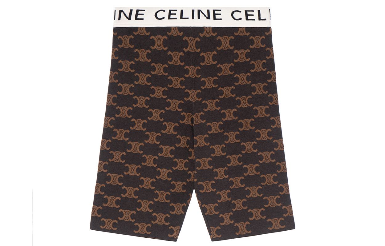 (Women) CELINE FW22  Brown Straight-Fit Casual Shorts with Logo Print. 2AG01916T-19BR