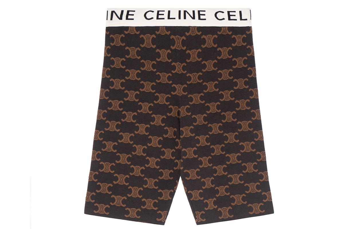 Lookbook (Women) CELINE FW22  Brown Straight-Fit Casual Shorts with Logo Print. 2AG01916T-19BR