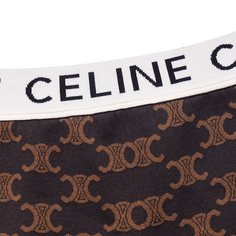 Shop (Women) CELINE FW22  Brown Straight-Fit Casual Shorts with Logo Print. 2AG01916T-19BR