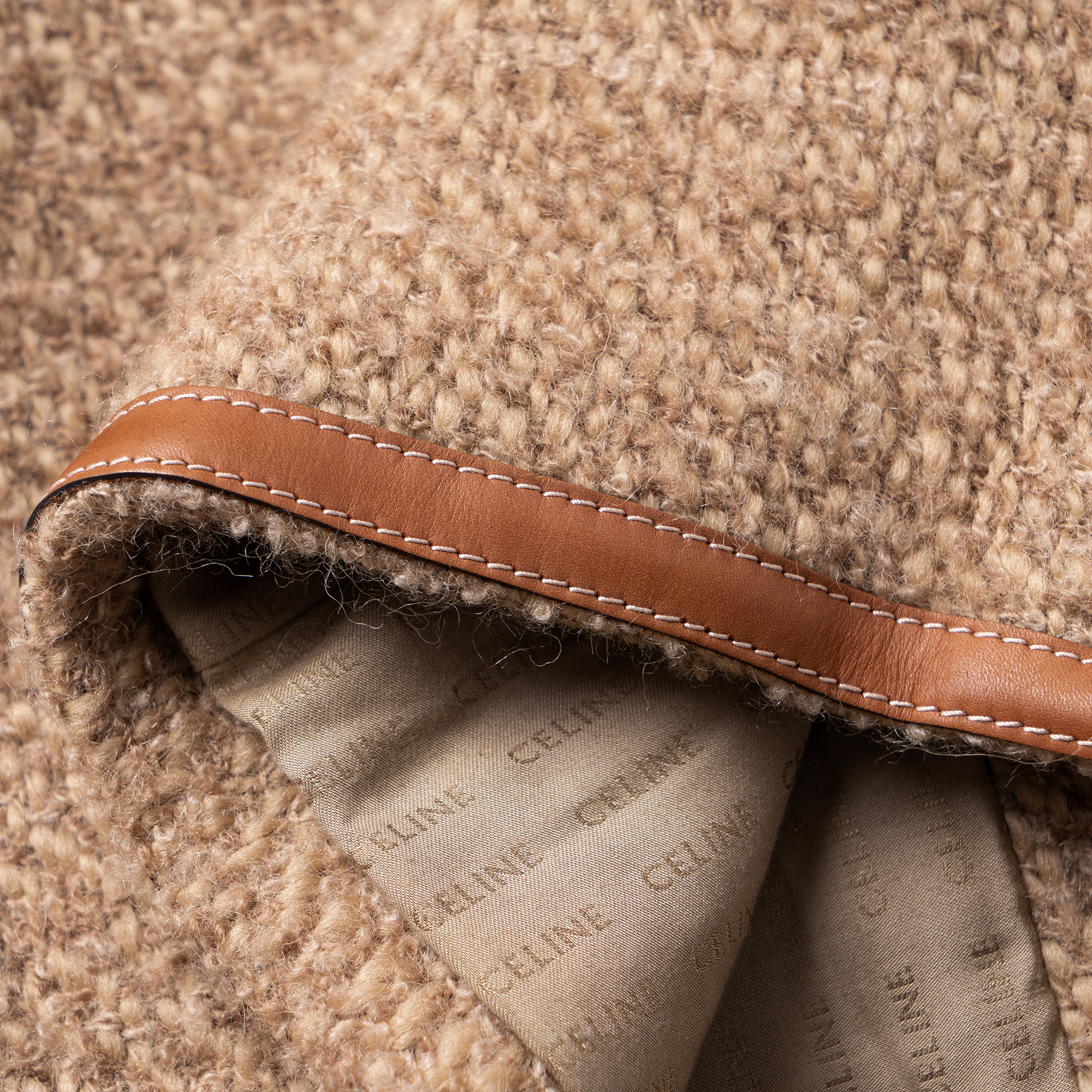 Cheap (W) CELINE FW22 Jaket Logo Coklat Tweed Single-Breasted 2V42J576R-03NE