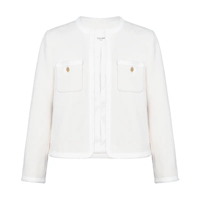 (Women) CELINE FW22 Chalk White Casual Long Sleeve Jacket Cardigan. 2V71I052R-01RD