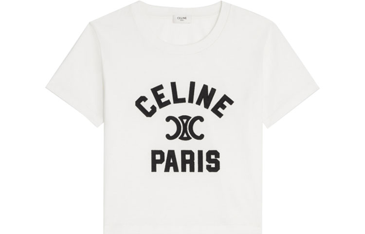 (Women) CELINE FW22  Cotton Logo Print T-Shirt - White. 2X98C671Q-01OB