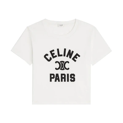 (Women) CELINE FW22 Cotton Logo Print T-Shirt - White. 2X98C671Q-01OB