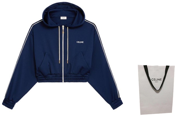 (Women) CELINE FW22 Cropped Logo Embroidered Sweatshirt Blue. 2Y04A121O-07OW Shop (Women) CELINE FW22 Cropped Logo Embroidered Sweatshirt Blue. 2Y04A121O-07OW