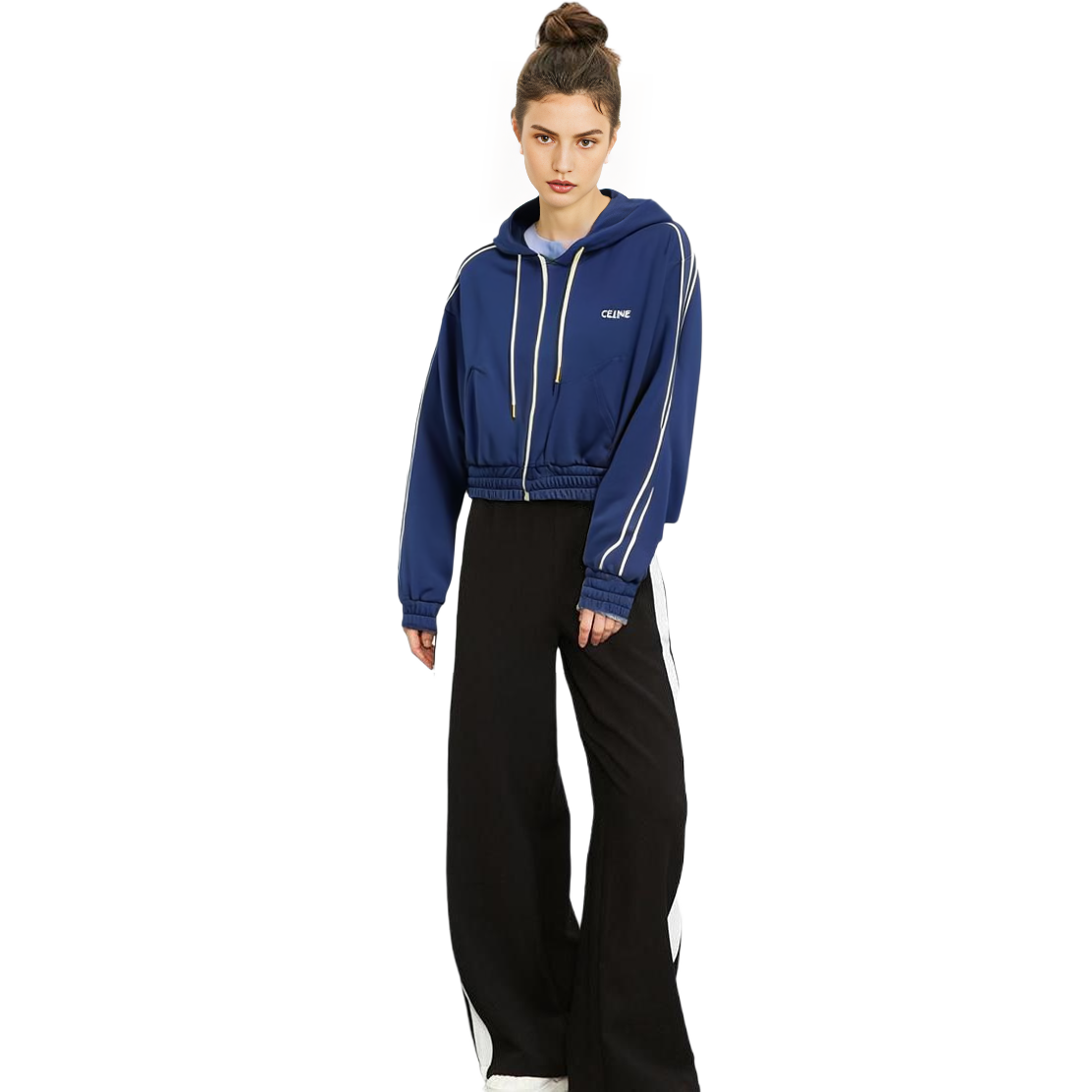 Purchase (W) Sudadera Crop Azul CELINE FW22 con Logo Bordado. 2Y04A121O-07OW