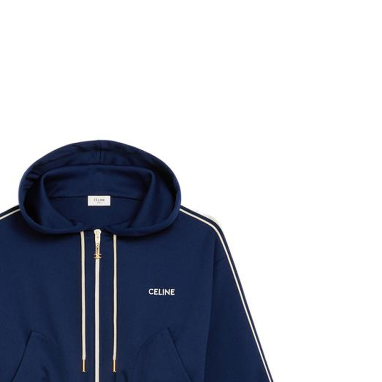 Sizing (W) Sudadera Crop Azul CELINE FW22 con Logo Bordado. 2Y04A121O-07OW