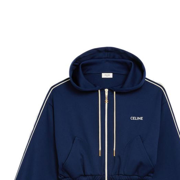 Cheap (W) Sudadera Crop Azul CELINE FW22 con Logo Bordado. 2Y04A121O-07OW