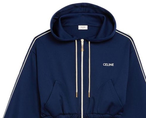 (Women) CELINE FW22 Cropped Logo Embroidered Sweatshirt Blue. 2Y04A121O-07OW Cheap (Women) CELINE FW22 Cropped Logo Embroidered Sweatshirt Blue. 2Y04A121O-07OW